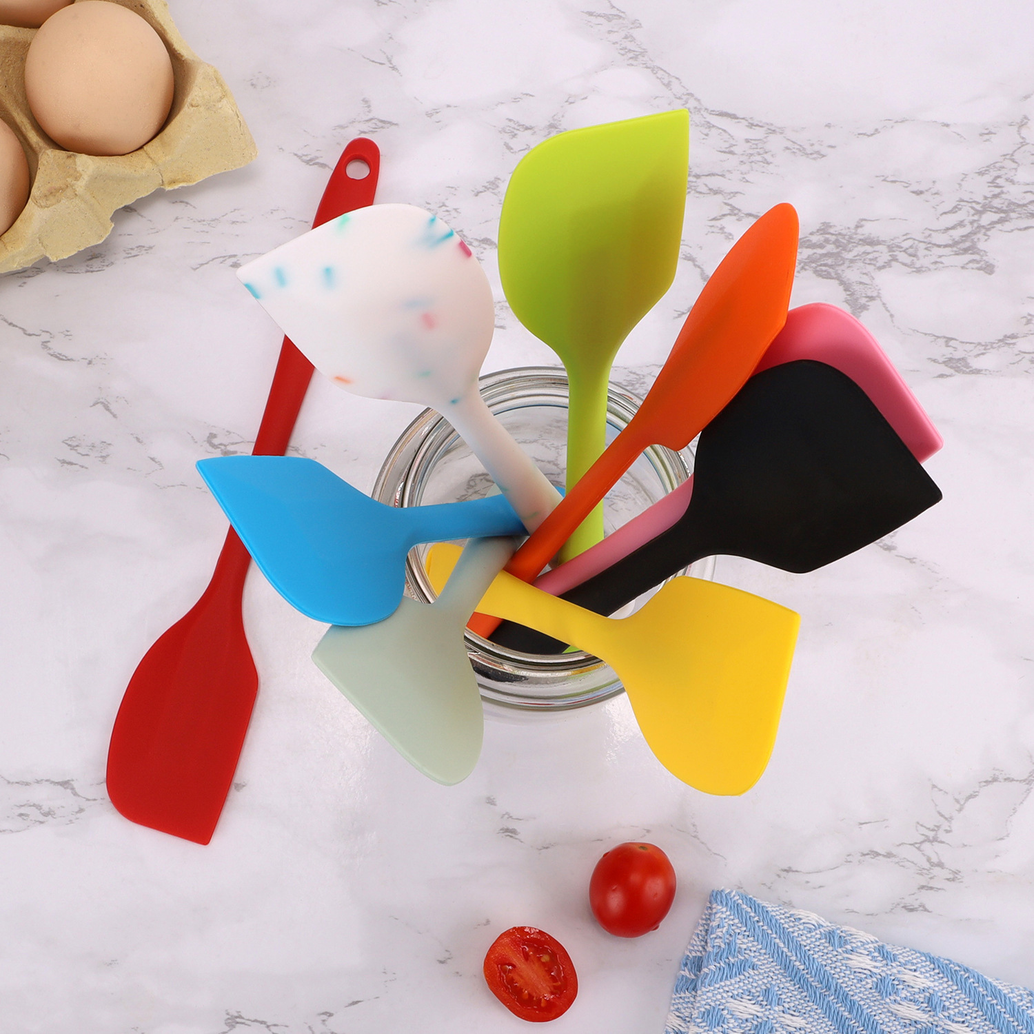 Kitchen Eco-Friendly Dessert Mixing Tool Flexible Scraper Silicone Baking Spatula for Mixing Folding and Bowl Scraping