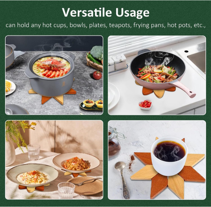 High Quality Hot Dishes Oven Mitts Wood Tree Trivet Set Decorative WindmillShape Tree Trivets Hot Dishes Wooden Tree Coasters