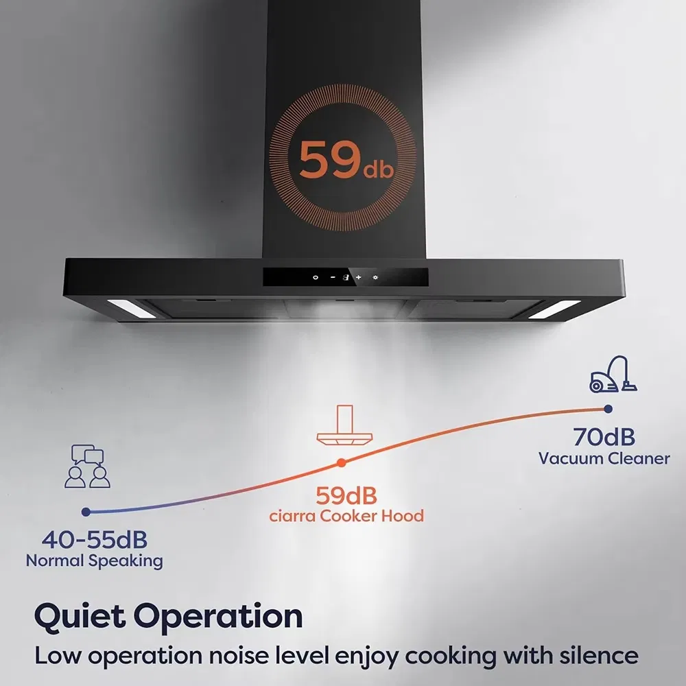 T Shape Wall Mounted Kitchen Exhaust Gold Stainless Steel Range Hood