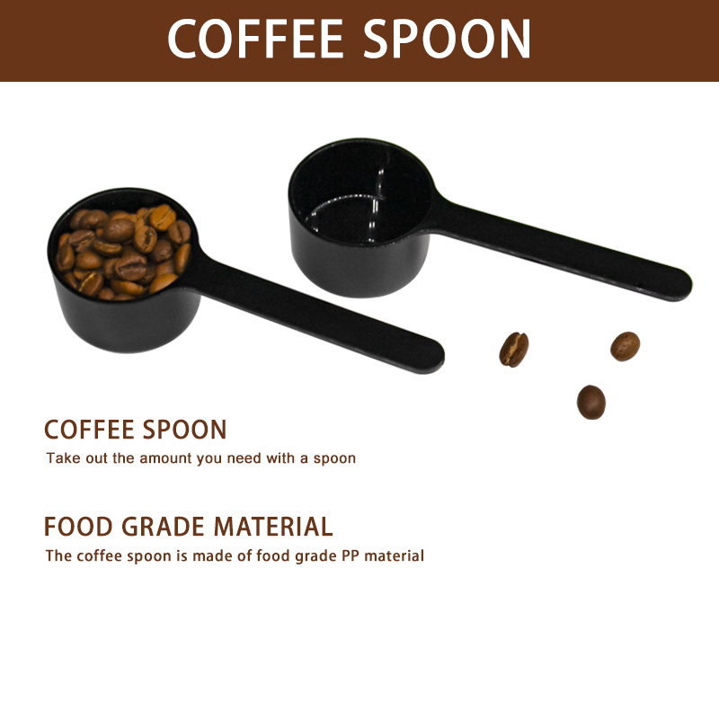 Custom Logo Long Handle Black Plastic Reusable Measuring Spoon Scoop Stirrer Function Portable Handheld Design 30ml Capacity