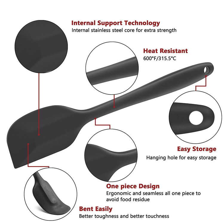 Non-stick Cake Baking Scraper Spatulas Silicone Heat Resistant Set Silicone Bbq Cooking Utensil Spatula Set for Cake Decoration