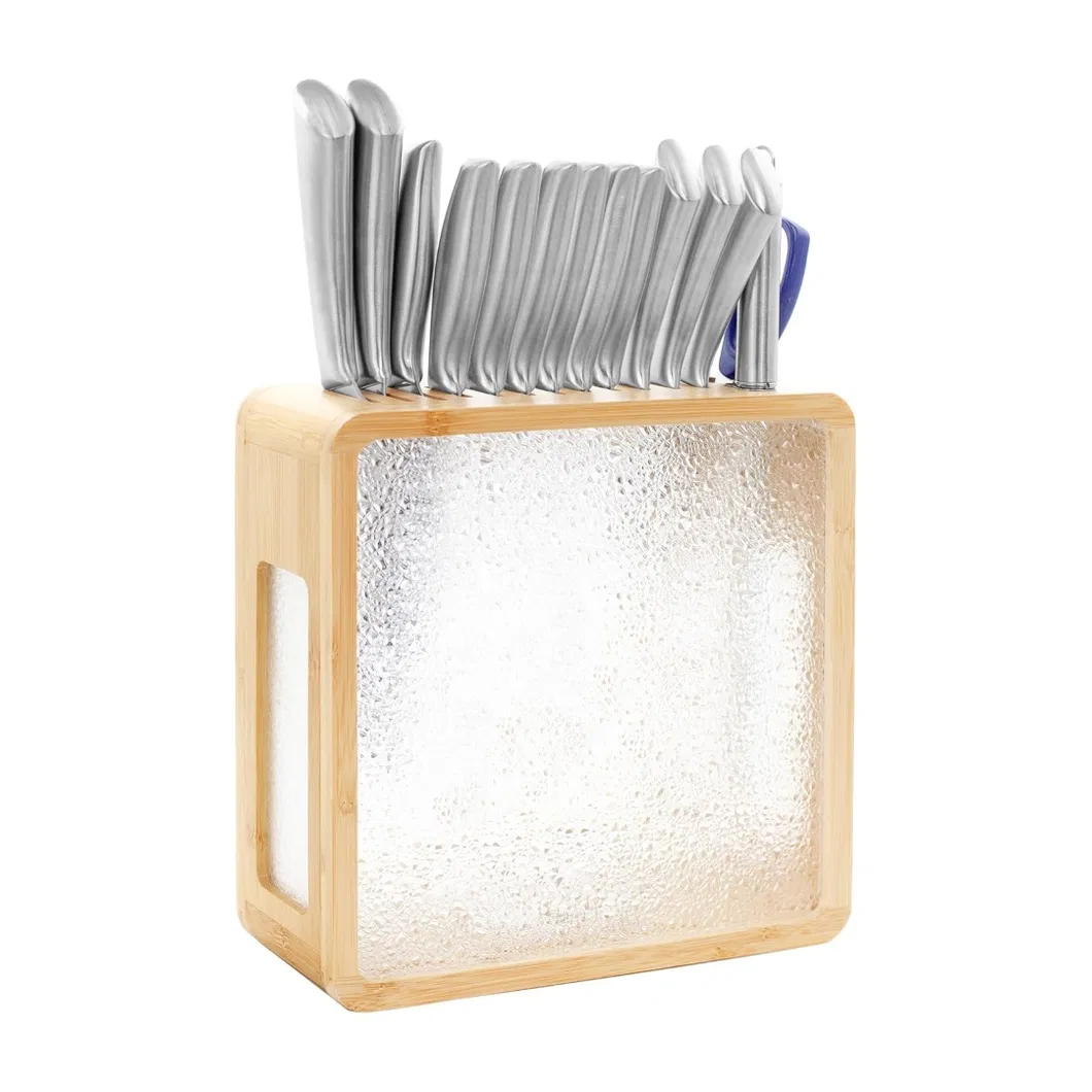 Bamboo Knife Block Storage Stand Detail 1
