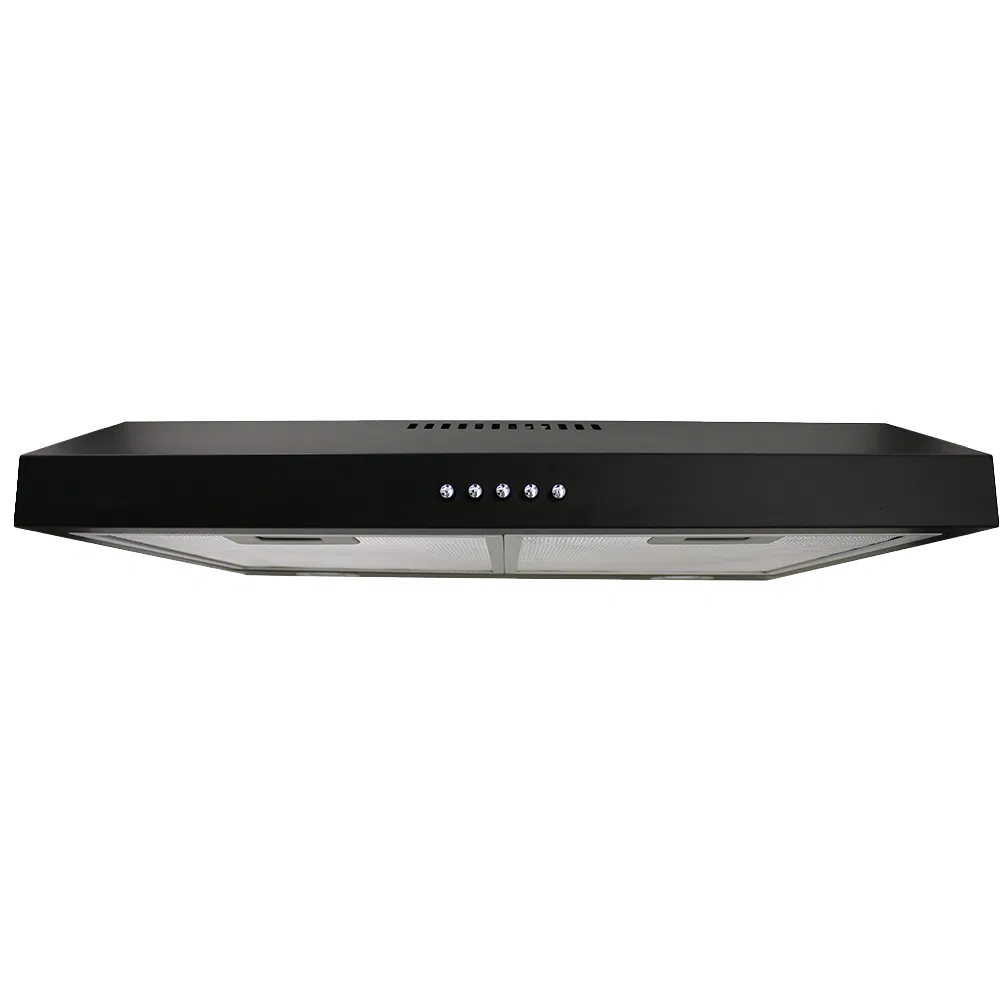 Push Button 3-Speed Silent Easy Control Slim Black Range Hood