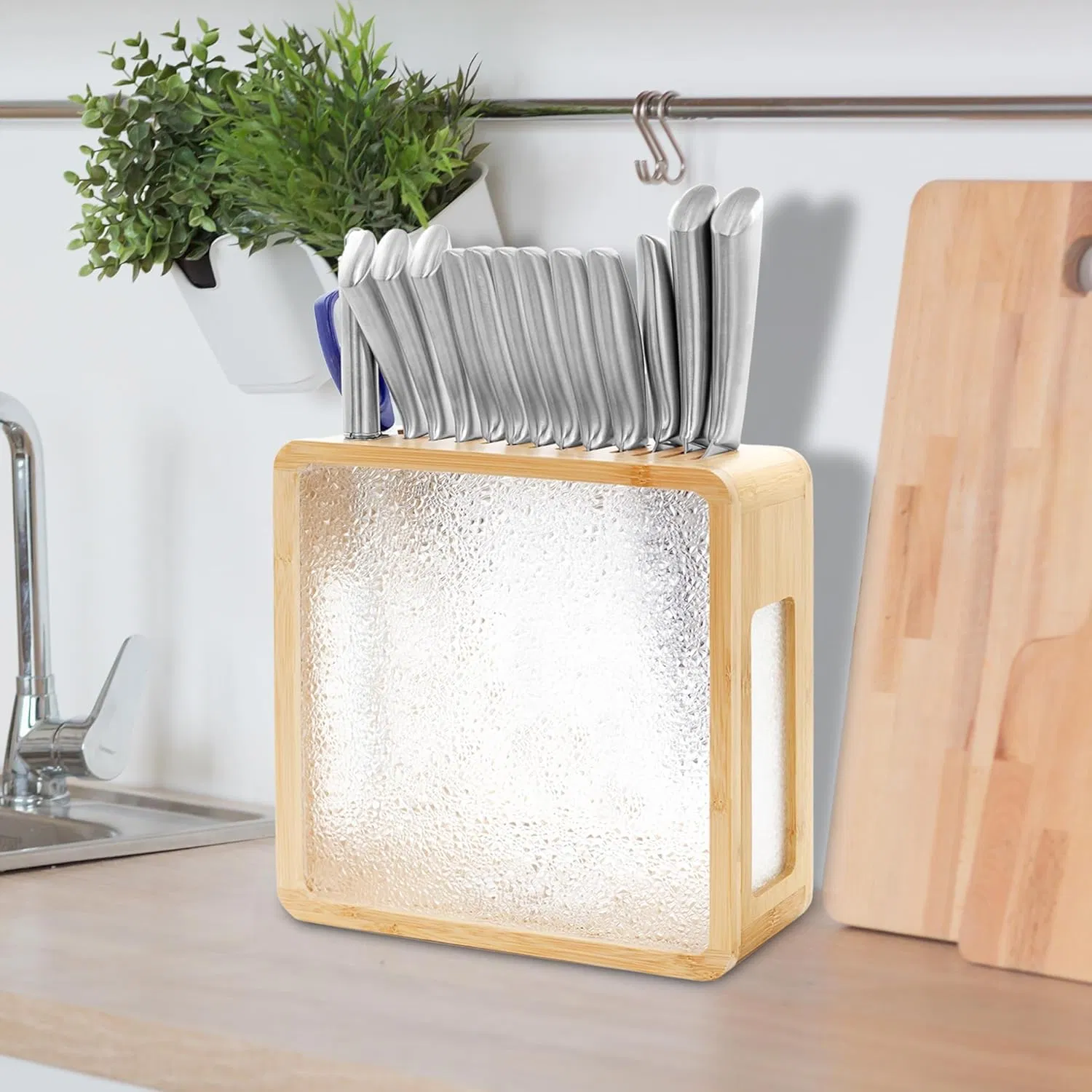 Bamboo Knife Block Storage Stand