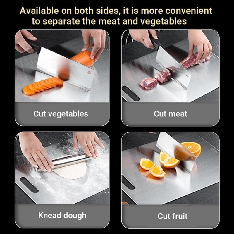 Kitchen Food Grade Durable Large Metal Chopping Board Double Sided Titanium Cutting Board 304 Stainless Steel Cutting Board