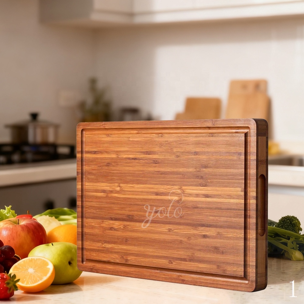 Set of 3 Carbon Bamboo Cutting Board Kitchen Wooden Luxury High Quality Chopping Butcher Block Dark Board 2026 New Arrival