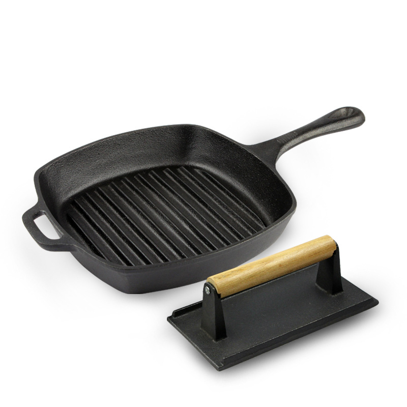 Cast Iron Skillet Home Kitchen Outdoor BBQ Saucepan Egg Pancake Cooking Frying Pan Non Stick Skillet