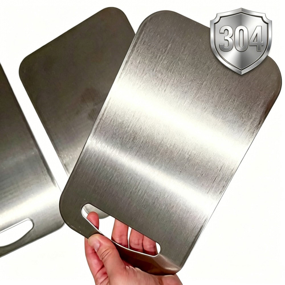 Pure Stainless Steel 304 Cutting Board for Kitchen Camping Double Sided Anti Scratch Odor Free Dishwasher Safe High Quality