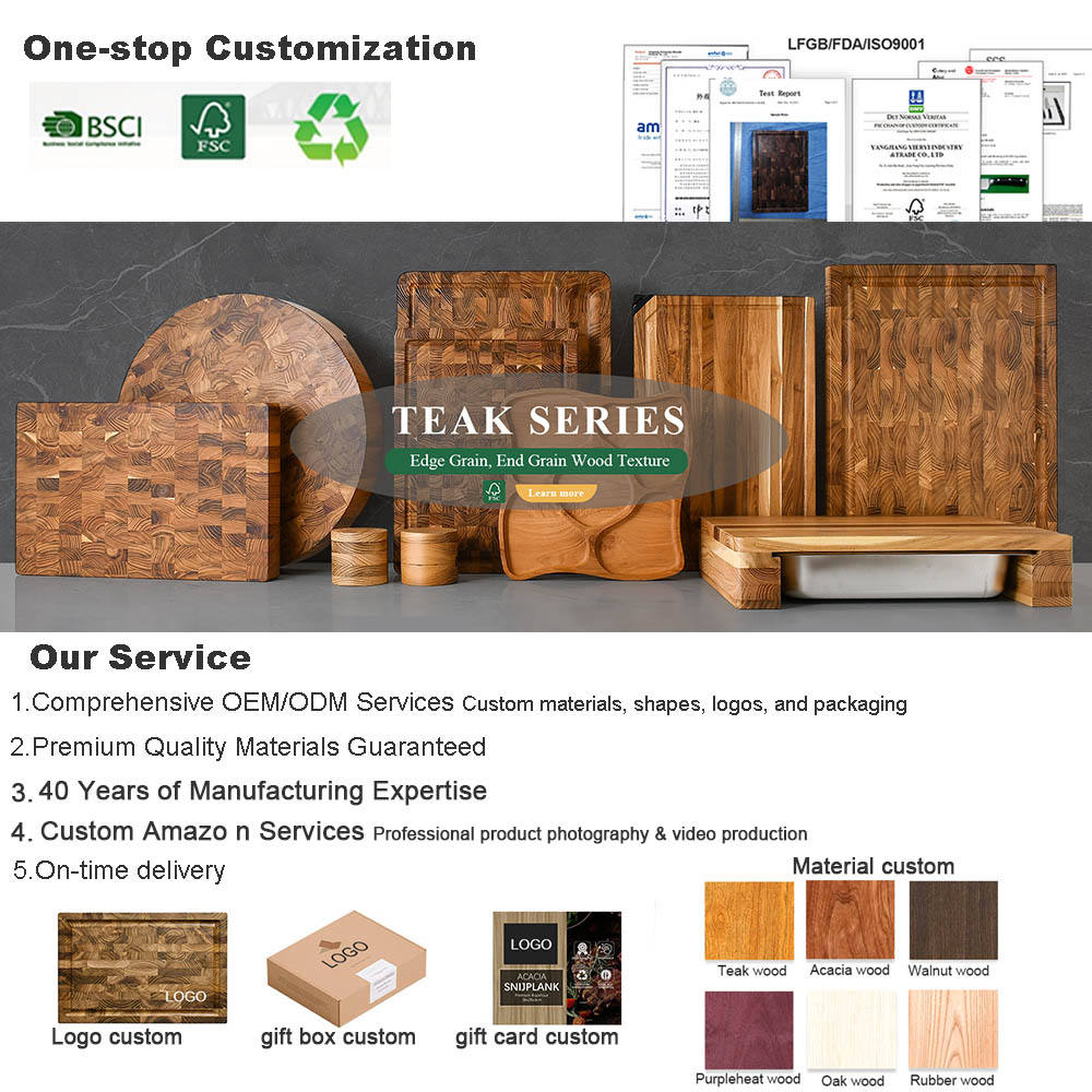 Large End Grain Teak Wood Cutting Board Chopping Blocks Serving Meat Kitchen Chopping Boards Gift with Juice Groove