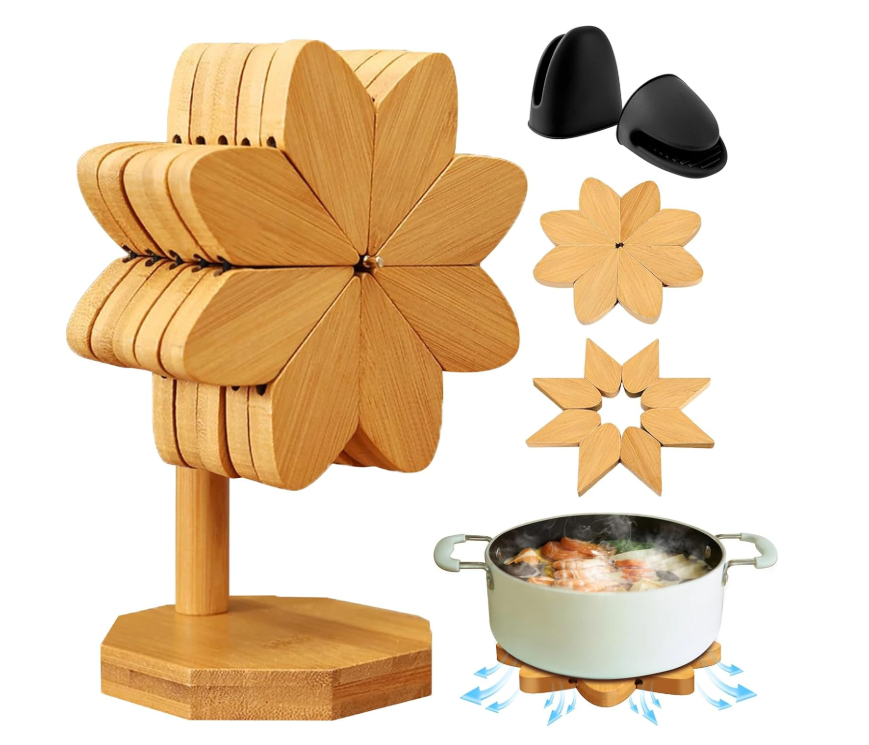 High Quality Hot Dishes Oven Mitts Wood Tree Trivet Set Decorative WindmillShape Tree Trivets Hot Dishes Wooden Tree Coasters