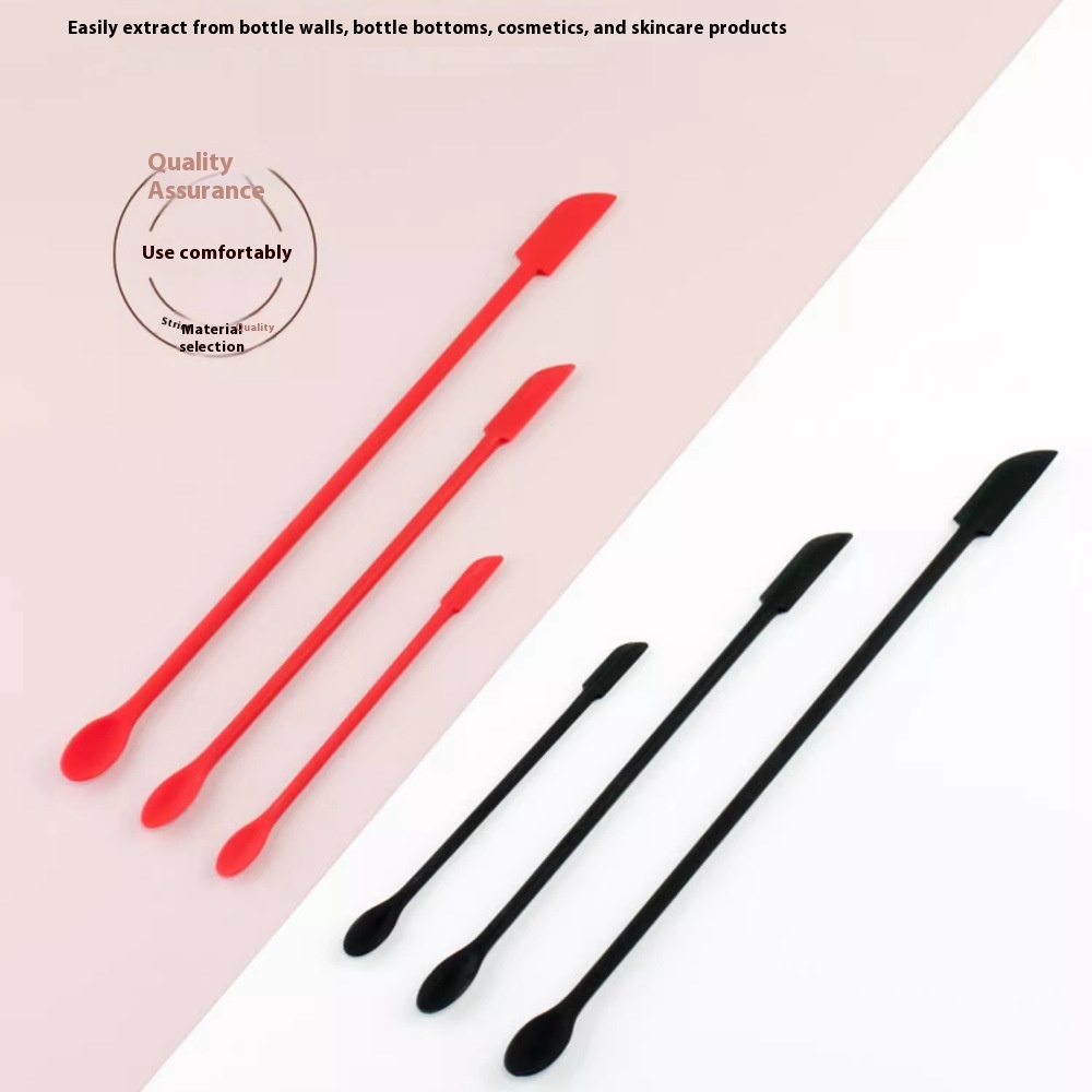 Dual-Ended Mini Silicone Spatula Scraper for Cosmetics Jars Bottles Efficient Scraping and Scooping Tool Kitchen Accessories