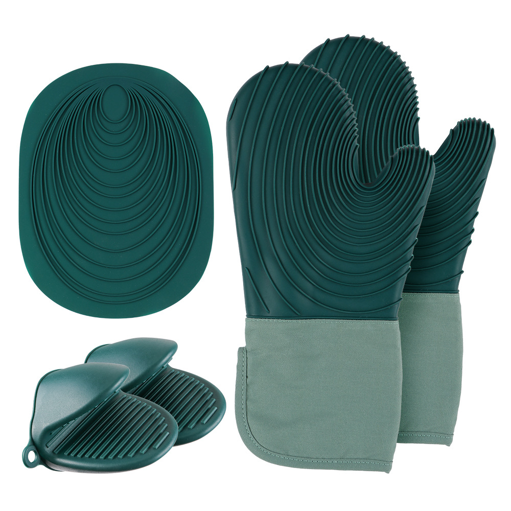 Wholesale Customized Premium Food Grade Silicone Oven Mitts Flexible Hot Dishes Trivets Heat Resistant Oven Gloves