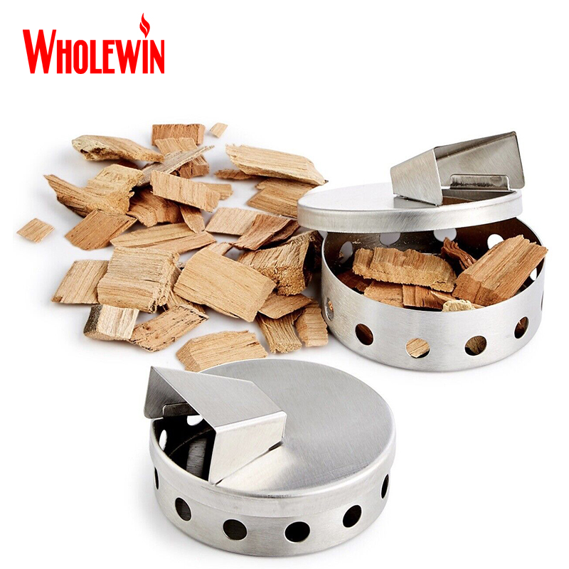 Grill Stainless Steel Wood Chips Smoker Box Smoke Pucks for Barbecue Meat Smoking