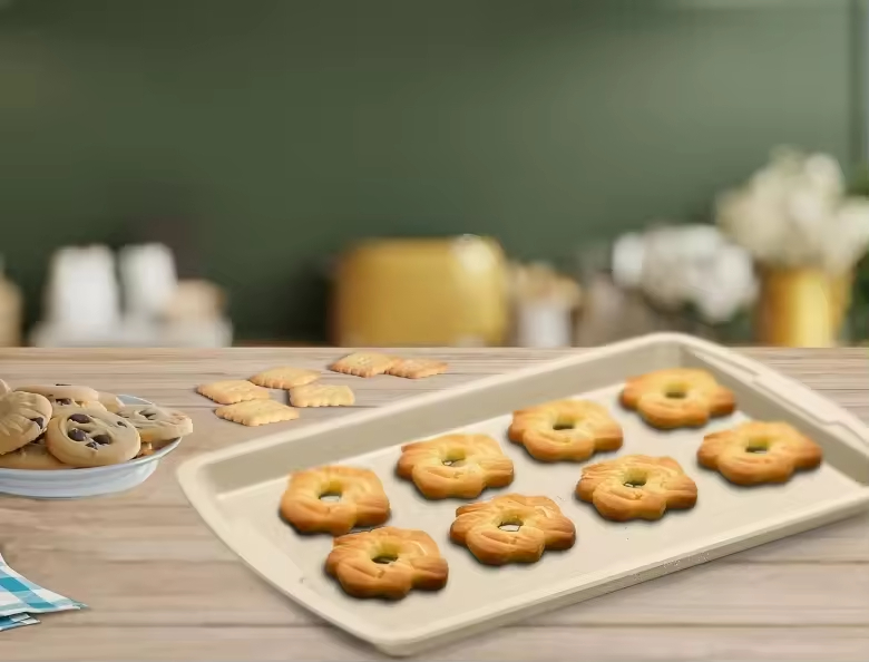 3-Piece Nonstick Baking Sheet Set, Carbon Steel Cookie Sheet Pans, Stackable Oven Safe Bakeware for Home Baking