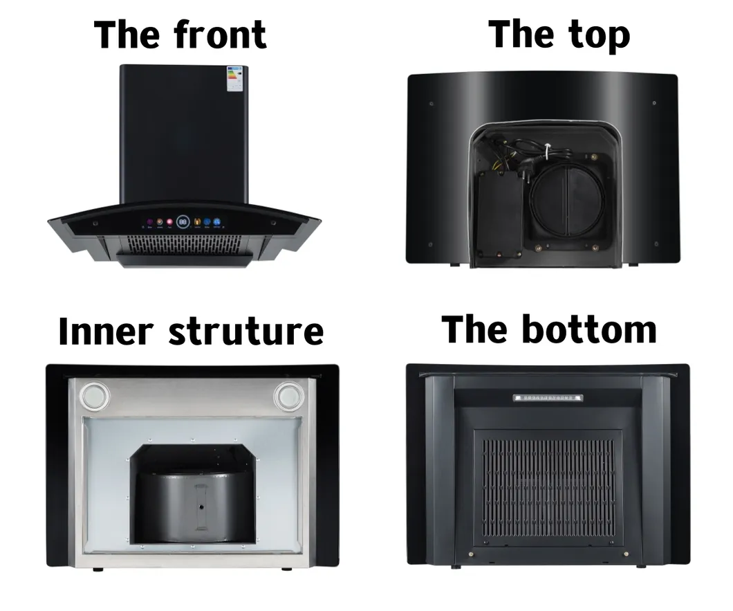 900mm Curve Glass with Voice Control Smart Function Ai Wall Mount Range Hood