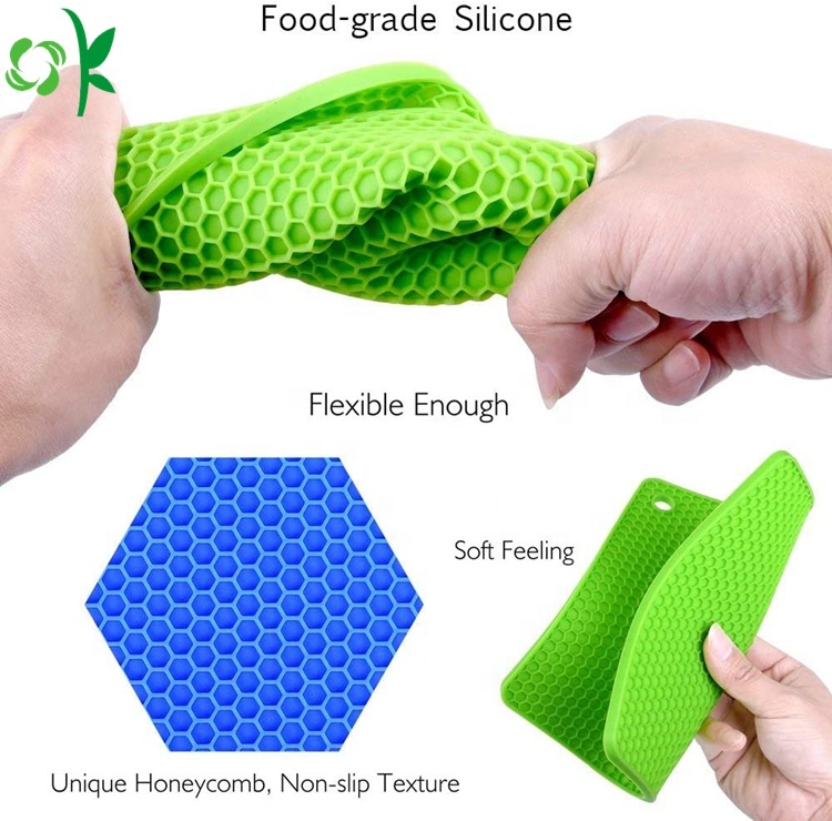 OKSILICONE High Quality Silicone Square Trivet Mats Hot Potholders Set Non Slip Heat Resistance Oven Mitts Rubber Kitchen Pads