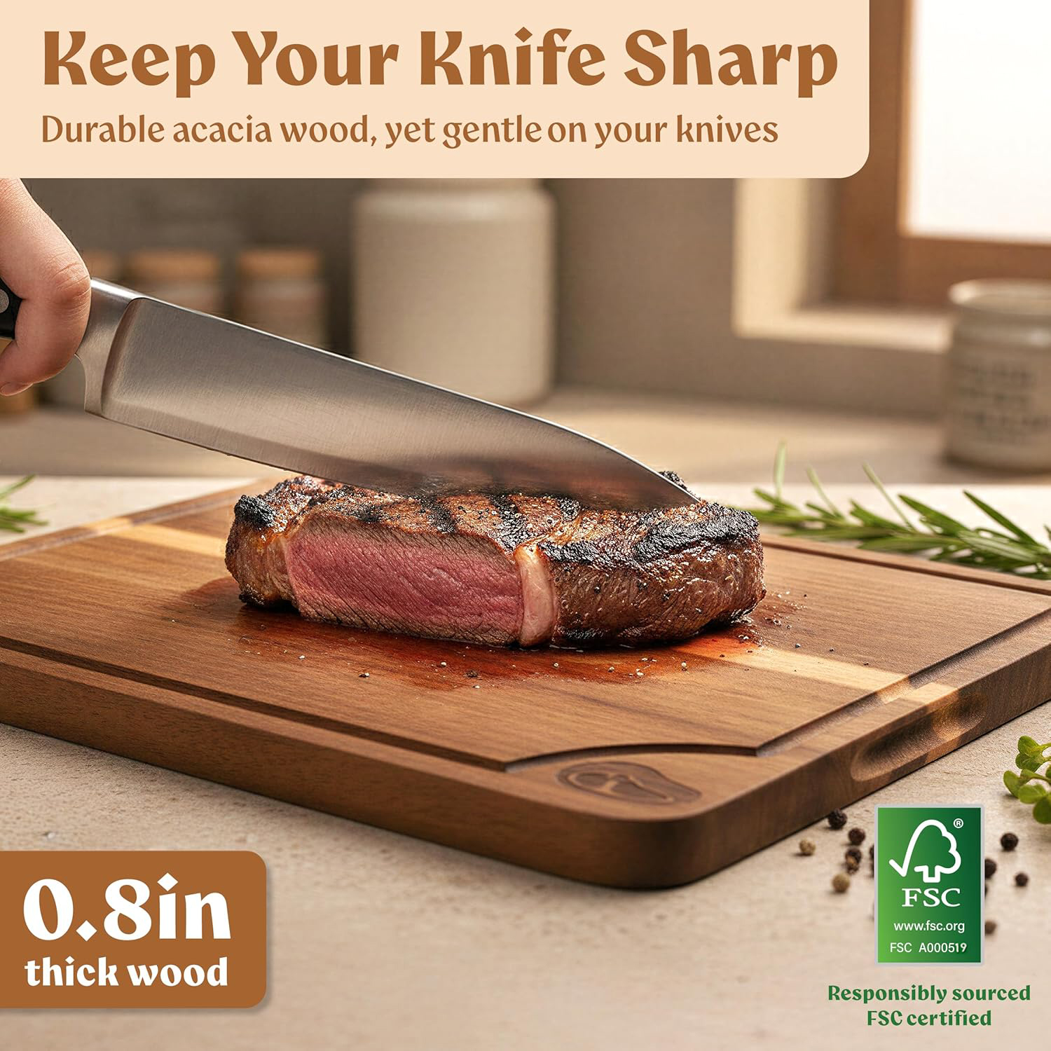Premium Modern Acacia Wood Chopping Board Set of 3 Pack for Restaurants &amp; Parties-Durable Eco-Friendly Kitchen Cutting Boards