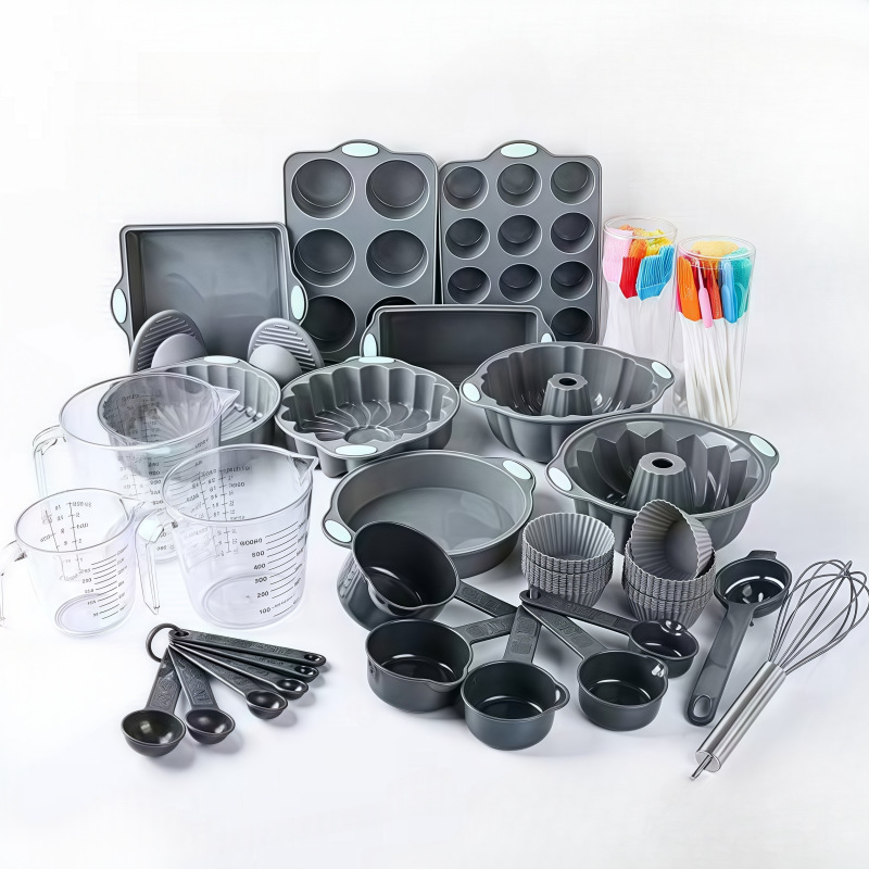 81-Piece Non-Stick Eco-Friendly Silicone Baking Pan Set Includes Cake Molds Baking Sheet Donut Muffin Pans Dishwasher Oven Safe