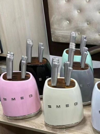 1: 1 Original Retro Knife Block with Stainless Steel Kitchen Knife Set
