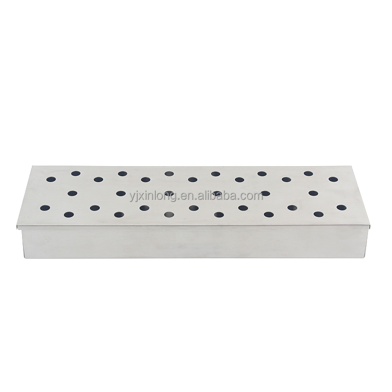 Hot Seller Stainless Steel Smoking Wood Chips Bbq / Barbecue Long Smoker Box