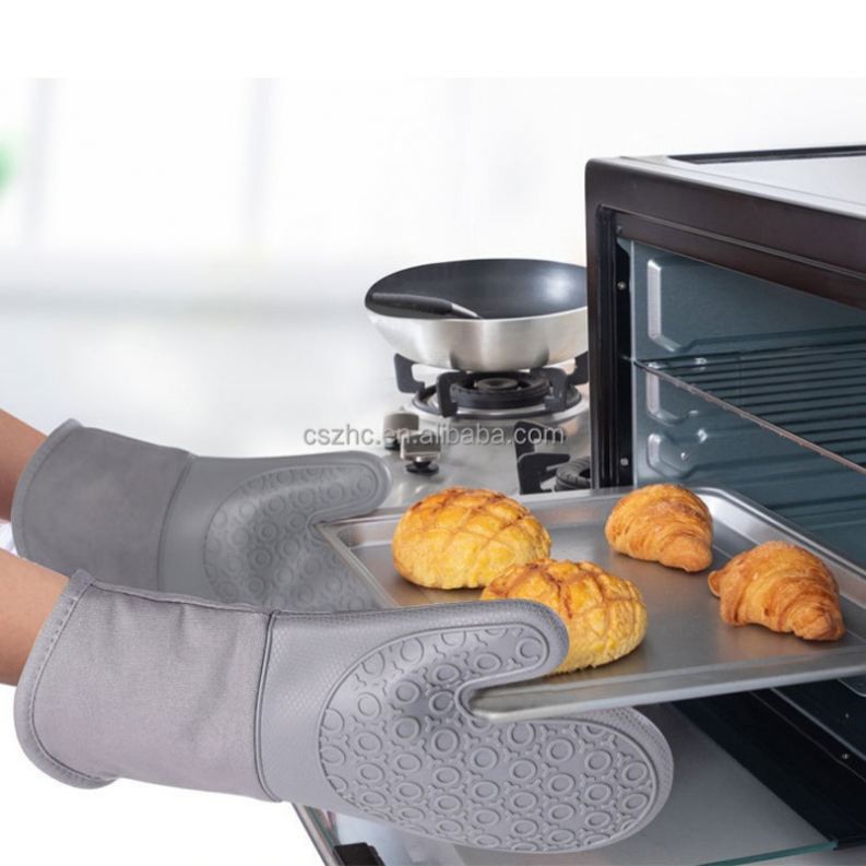 Heat Resistant 7-Piece Eco-Friendly Grey Silicone Oven Mitts Mini Pinch Mitts Trivet Mats Basting Brush Baking &amp; Cooking Tools