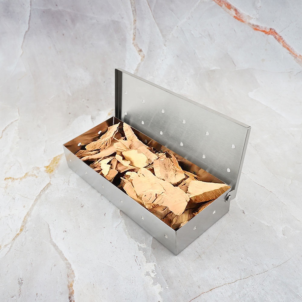 Smoker Box for Gas Grill or Charcoal Grill Stainless Steel Smoke Box Works with Wood Chips Add Smoked BBQ Flavor