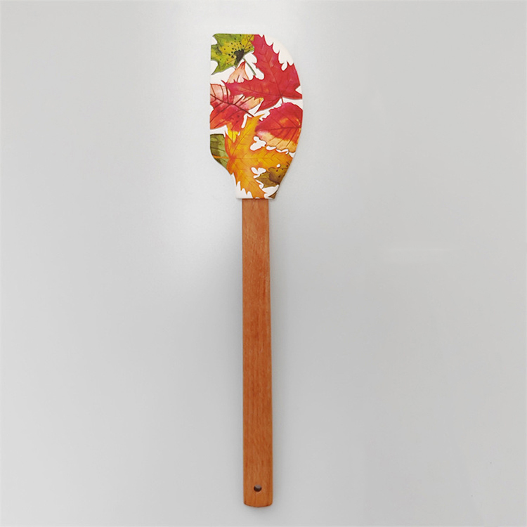 Silicone Kitchen Utensil Set Factory Directly Silicone Spatula Floral Design Silicone Spatula Accept Customized Logo