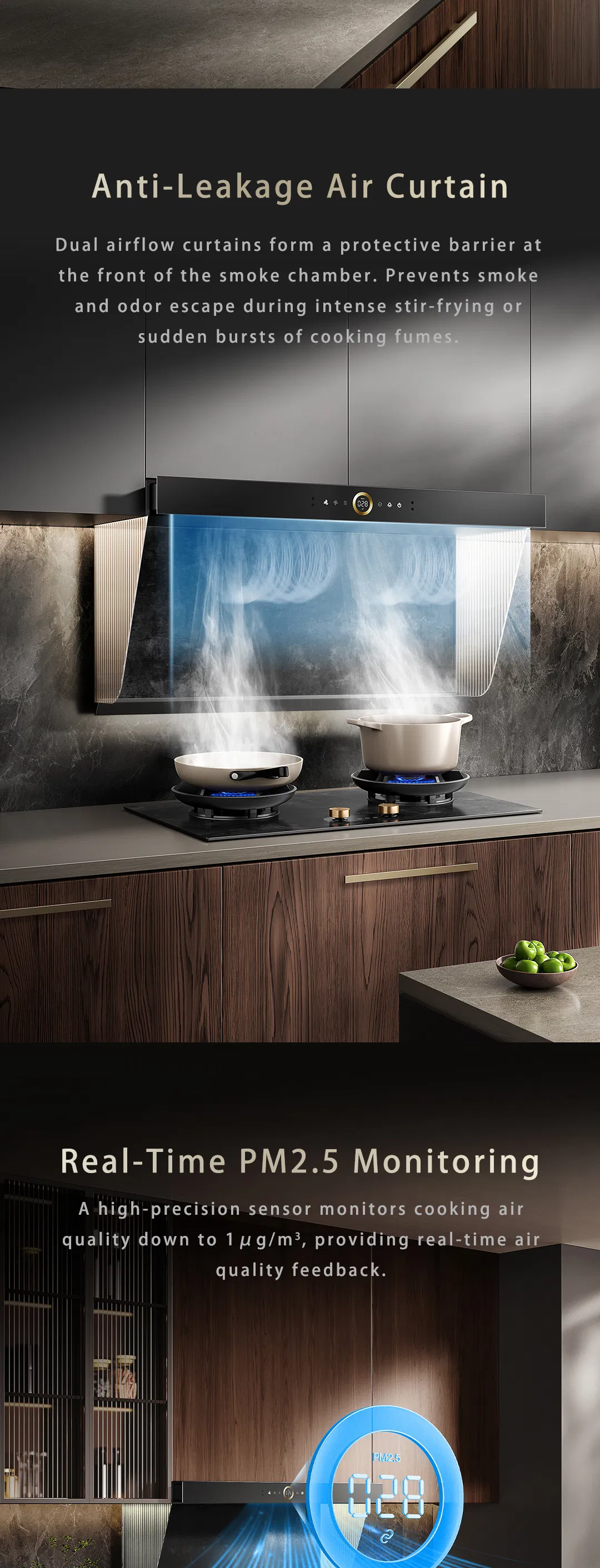 Wall-Mounted K1 Drawer Type Under Cabinet Smart Kitchen Range Hood for Household Cooking