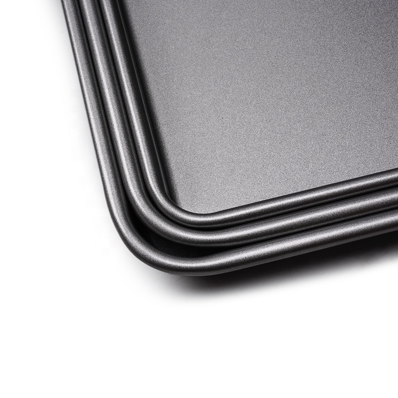 Set of 3 Rectangle Tray Baking Sheet Xynflon Nonstick Bakeware Dark Gray Steel Cookie Pan