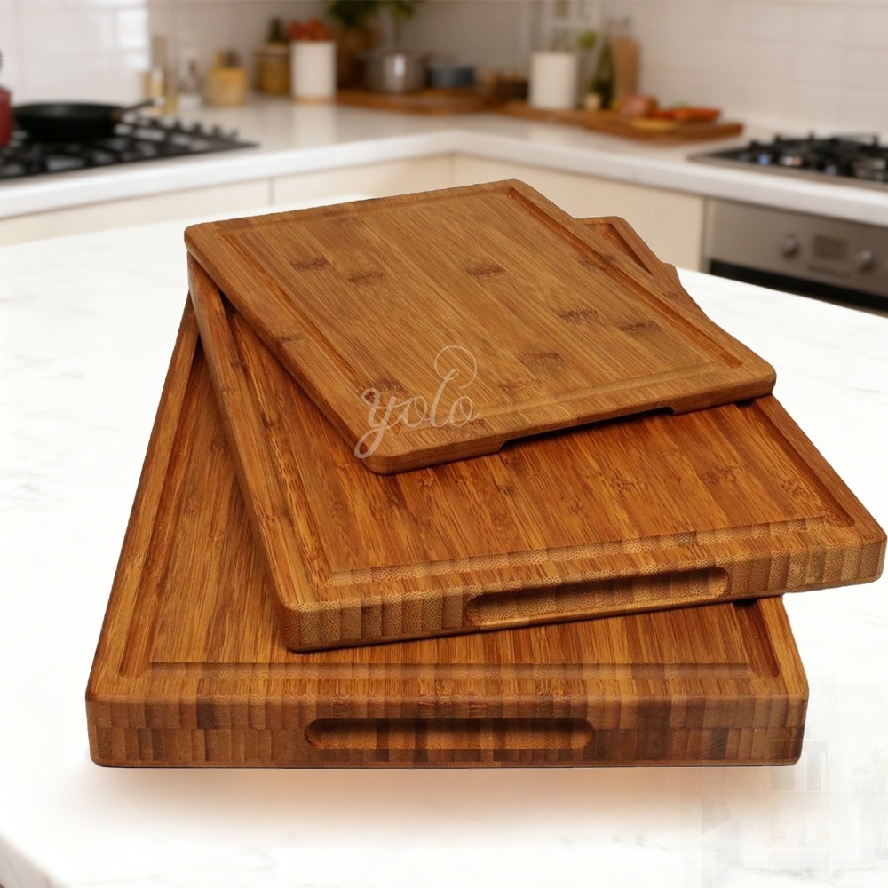 Set of 3 Carbon Bamboo Cutting Board Kitchen Wooden Luxury High Quality Chopping Butcher Block Dark Board 2026 New Arrival