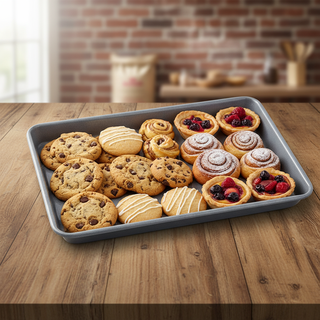 Eco-Friendly Reusable Carbon Steel Cookie Sheet with Silicone Resin Coating Rectangle Shape Oven Safe-37x45.5cm Baking Tray