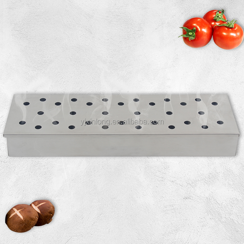 Hot Seller Stainless Steel Smoking Wood Chips Bbq / Barbecue Long Smoker Box