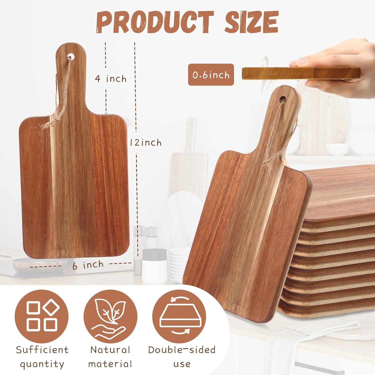 Wooden Kitchen Chopping Board with Handle Natural Wood Rectangle Eco-friendly for Kitchen Meat Veggies Meat Cutting Board