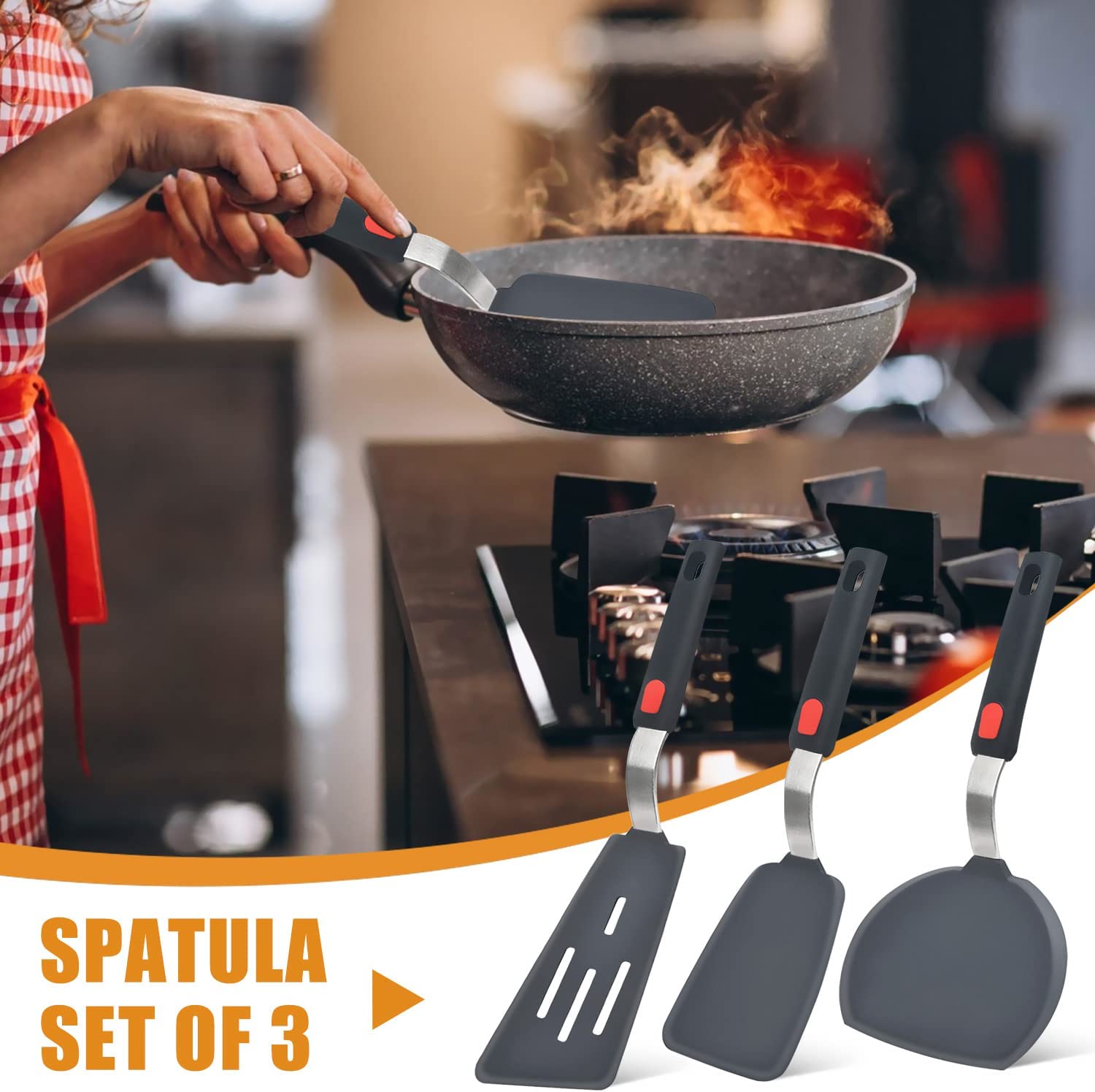 Silicone Spatula Turner Cooking for Nonstick Cookware Flexible Kitchen Utensils BPA Free Wholesale Pancake Batter Dispenser