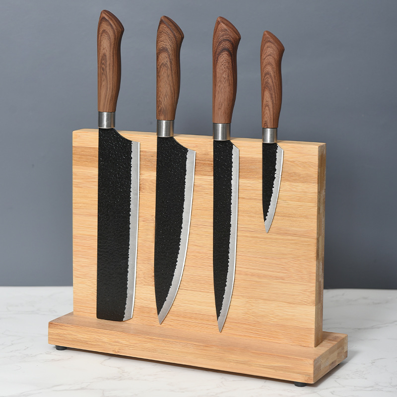 Knife Storage Magnetic Bamboo Kitchen Set Magnet Knife Block