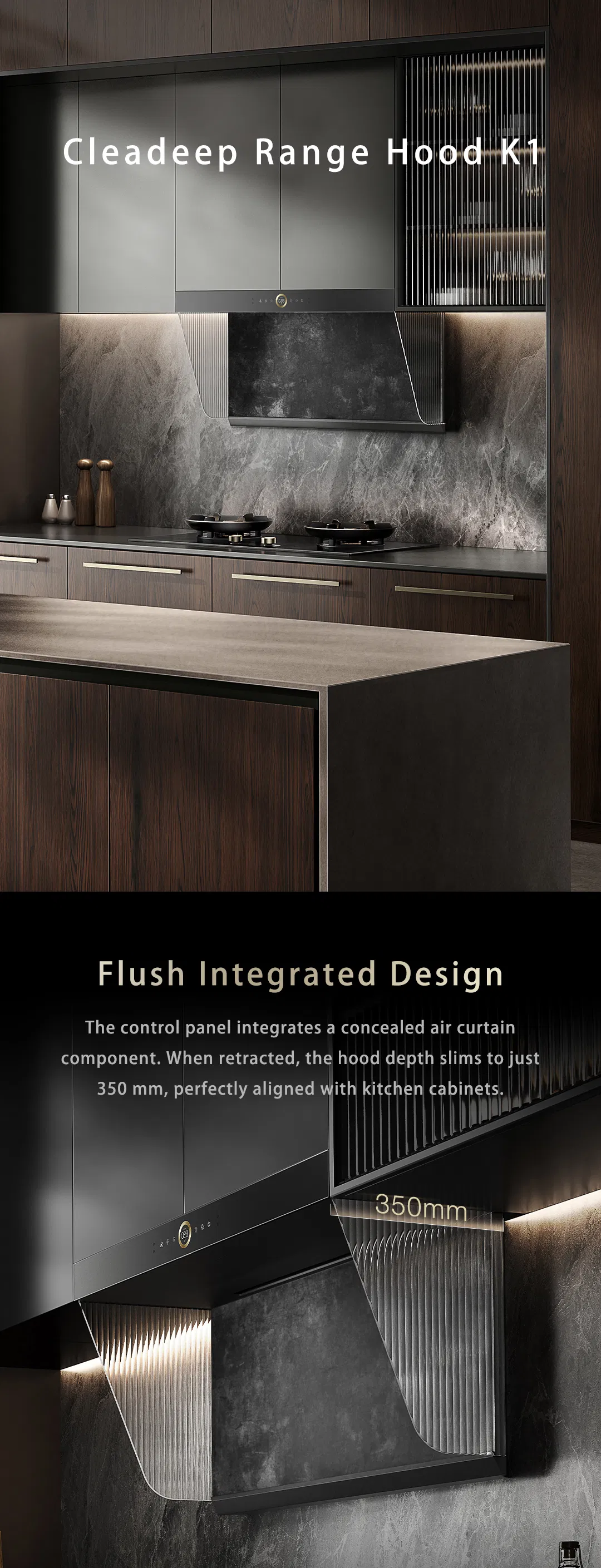 Wall-Mounted K1 Drawer Type Under Cabinet Smart Kitchen Range Hood for Household Cooking