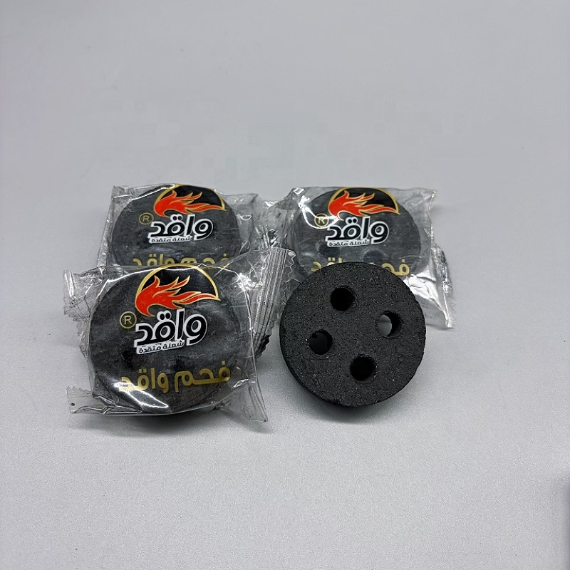 Four Holes Round Black Charcoal Natural Eco-Friendly for Incense ,Hookah Smoking or BBQ Grilling