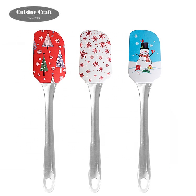 LFGB Painted Pattern Good Quality Hot Sale Kid Wood Handle Digital Printing Silicone Spatula