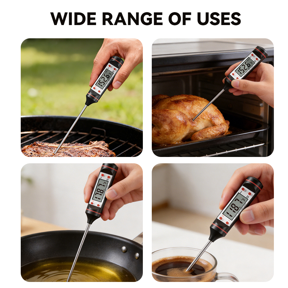 TP101 Digital Probe Meat Thermometer with LCD Display for Kitchen Barbecue &amp; Baking 0.1C Accuracy (Not Including Battery)