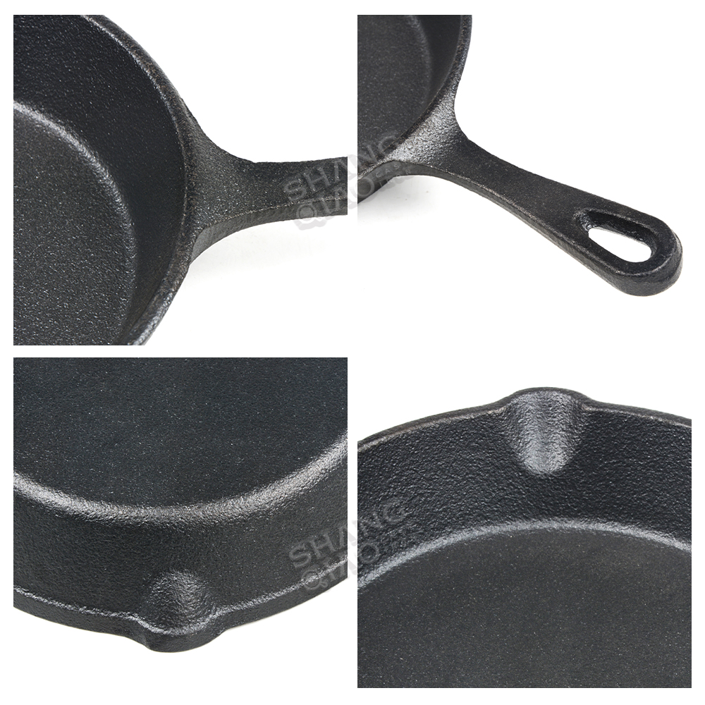 3 Pieces Pre-Seasoned Cast Iron Frying Pans Skillet Set for Home Kitchen Gas Induction Cooker Use