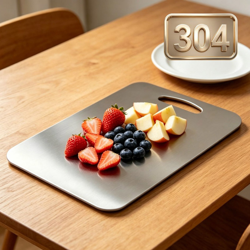 Pure Stainless Steel 304 Cutting Board for Kitchen Camping Double Sided Anti Scratch Odor Free Dishwasher Safe High Quality