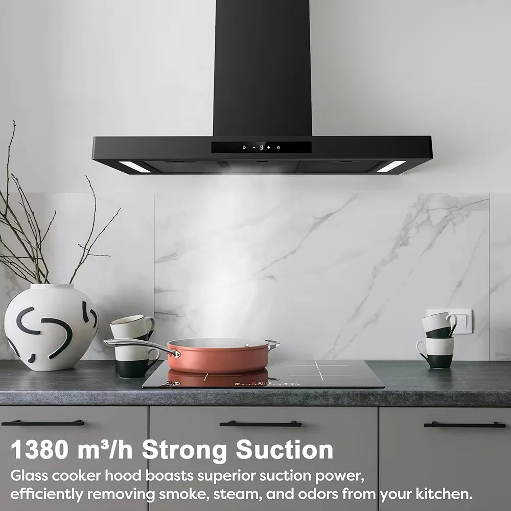T Shape Wall Mounted Kitchen Exhaust Gold Stainless Steel Range Hood