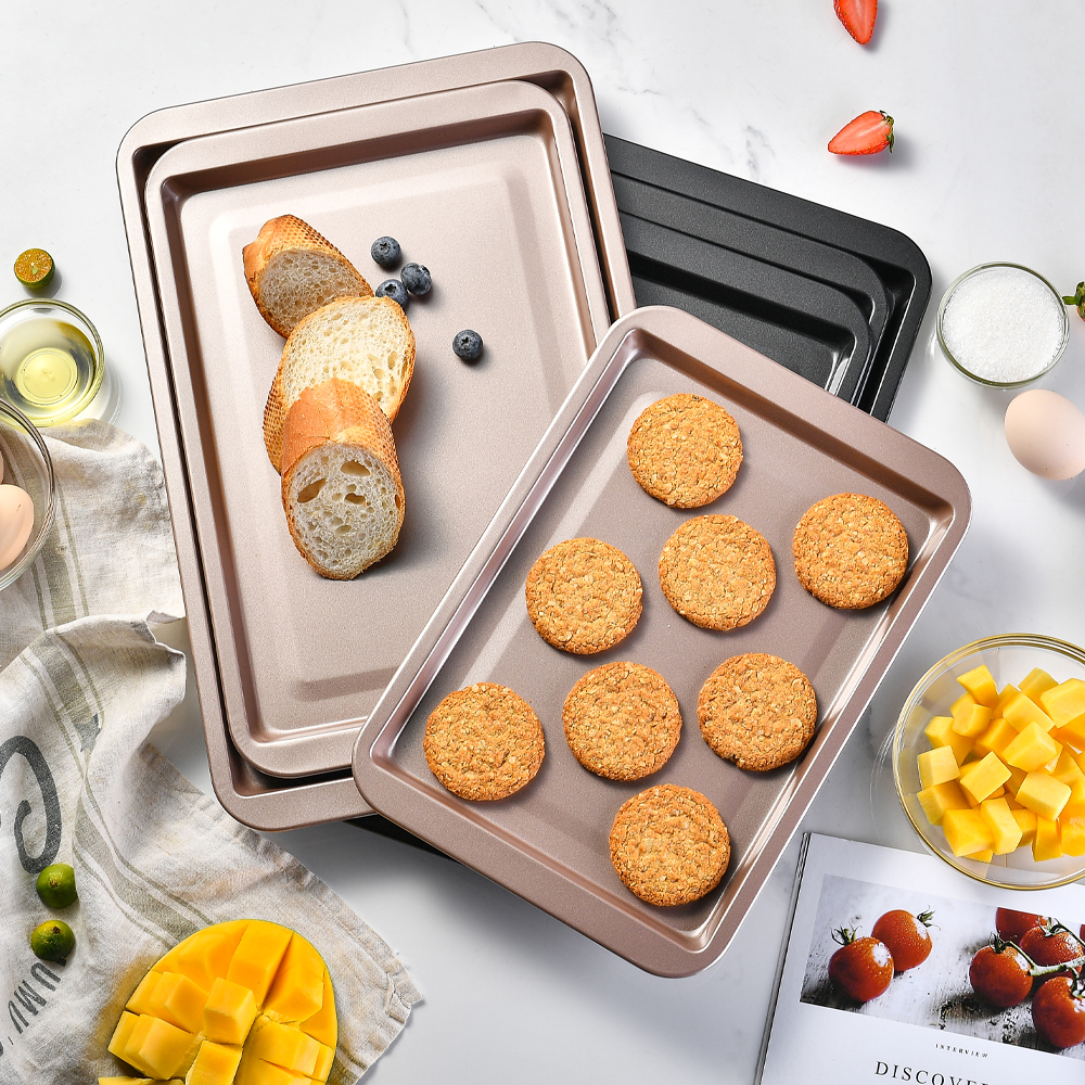Non-Stick Dual-Color Rectangular Cake Pan Baking Sheet for Home Baking DIY Bakery Party Multi-Size Oven Safe Cookware