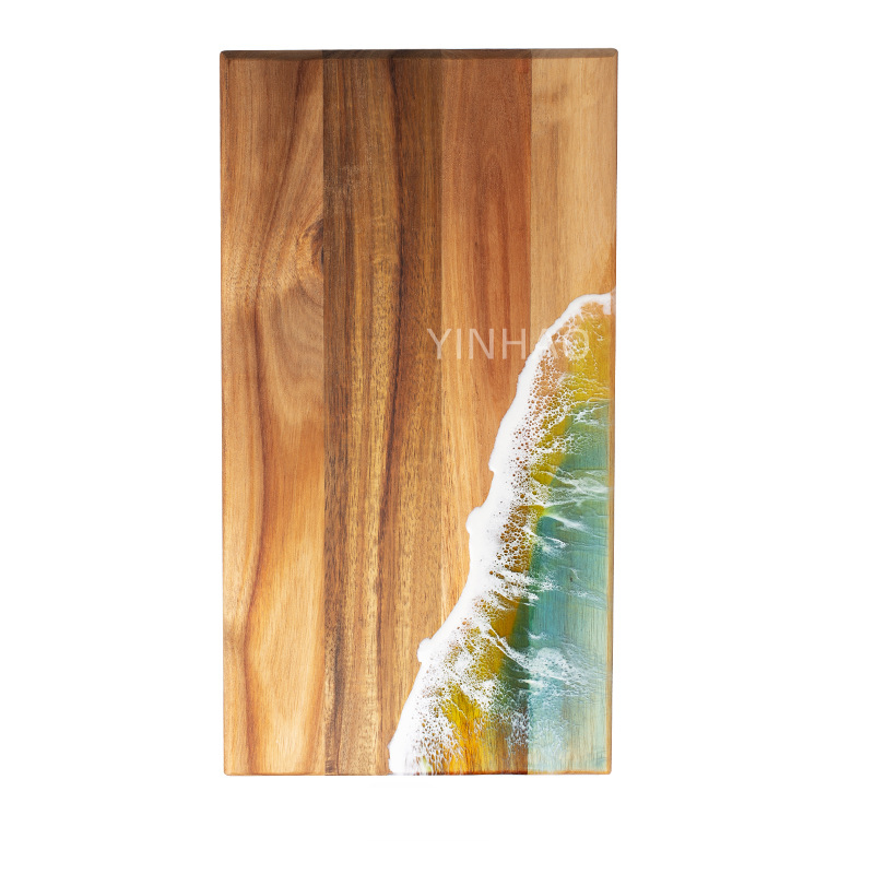 Factory Direct Sale Ocean Design Wood and Epoxy Resin Chopping Board Ocean Wave Resin Cutting Board