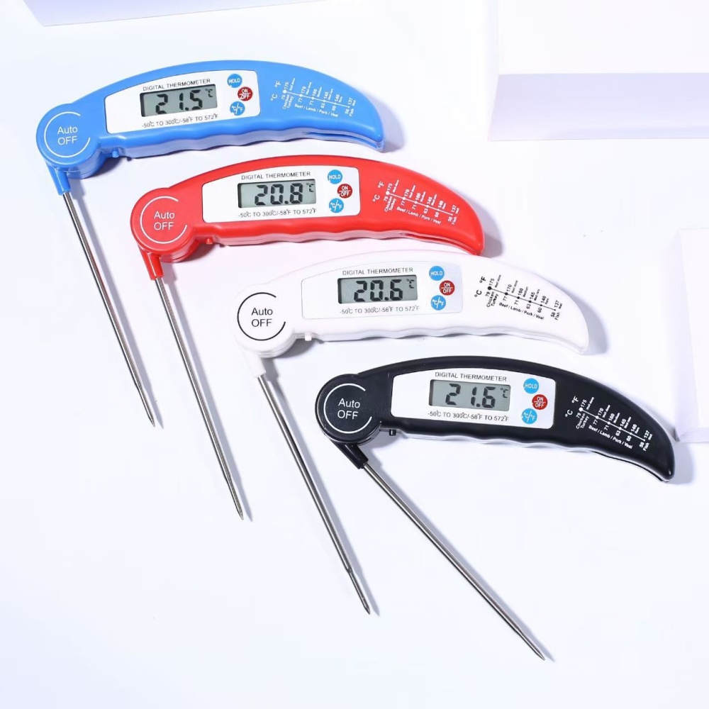 Foldable BBQ Meat Grill Thermometer LCD Display Digital Electronic Binary Insulation Measurement Convenient Power Household