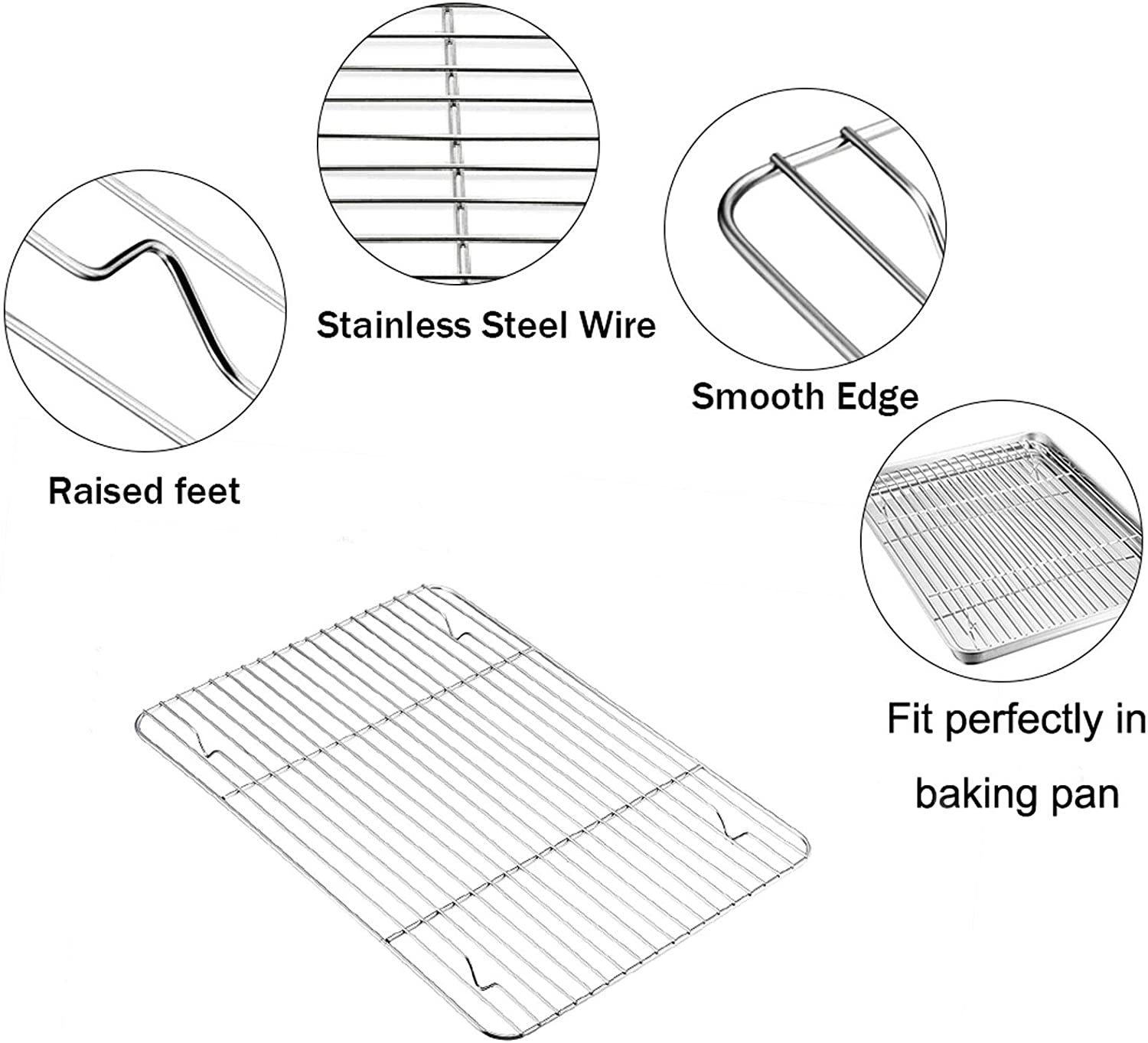 2025 HOT Easy Clean 304 Stainless Steel Baking Sheet Set Cookie Sheet Baking Pans with Cooling Rack for Kitchen BBQ