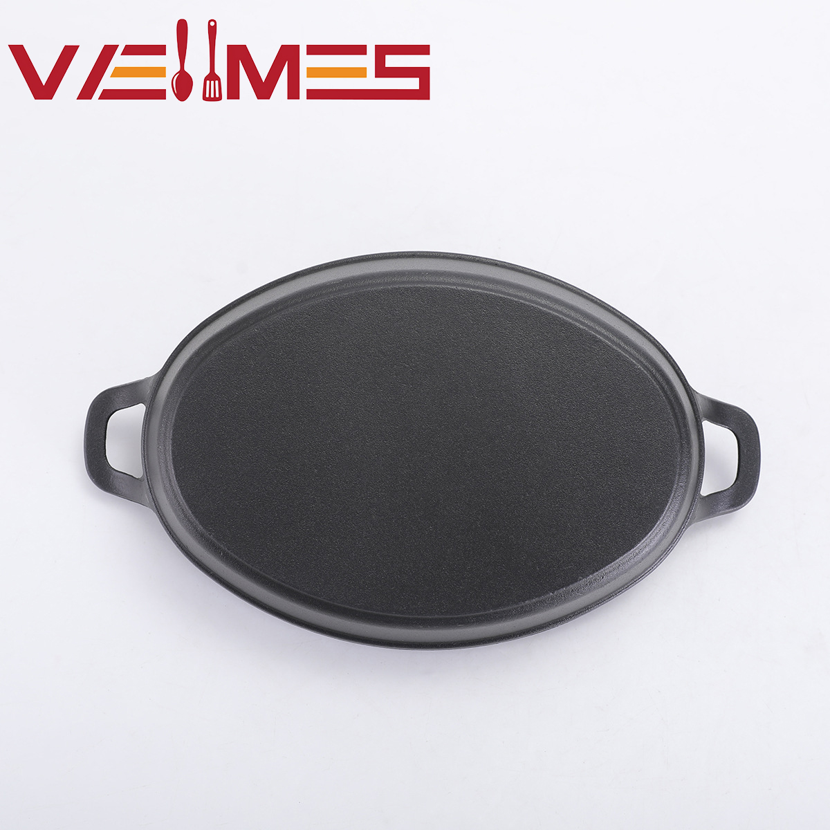 Pre-Seasoned Non-Stick Oval Cast Iron Sizzler Plate Dual Handle Steak Skillet for Restaurant &amp; Home Cooking
