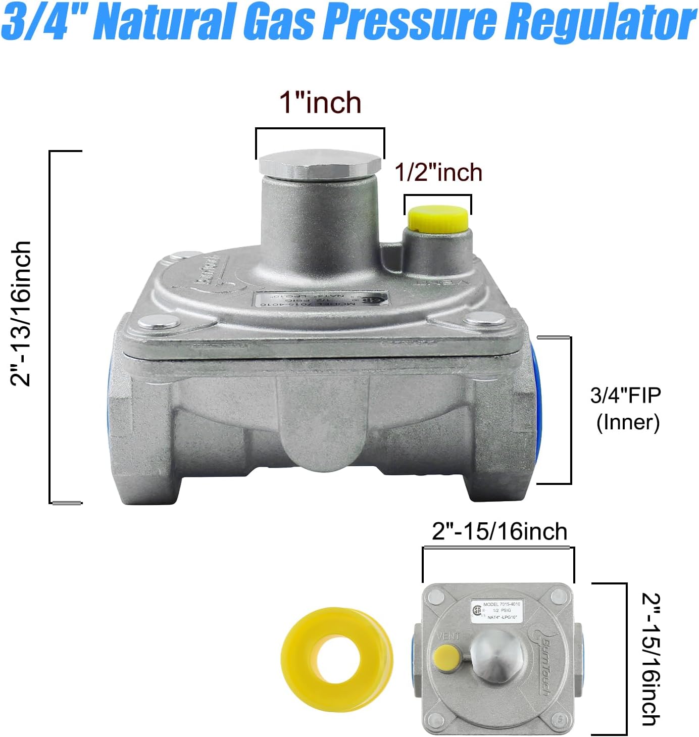 3/4" Natural Gas Pressure Regulator, Dual Gas Source Regulator Fits for NG/LPG Applications Gas Stove