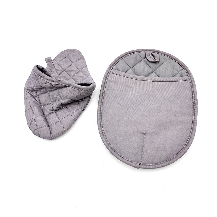 Heat Resistant Silicone Oven Mitts, Pot Holder Silicone Cotton Trivet for Kitchen Cooking Non-Slip Grip, Hanging Loop