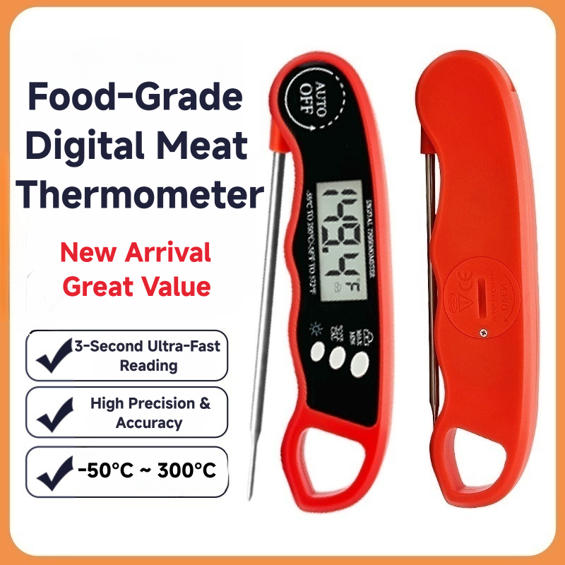Foldable Instant Read Durable Waterproof Plastic Digital BBQ Food Meat Thermometer OEM/ODM 6-Month Warranty for Cooking Grilling